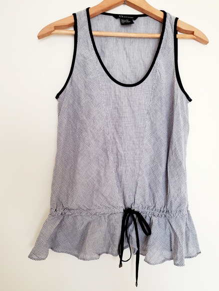 Armani Exchange gray striped peplum tank top - Picture 4 of 7